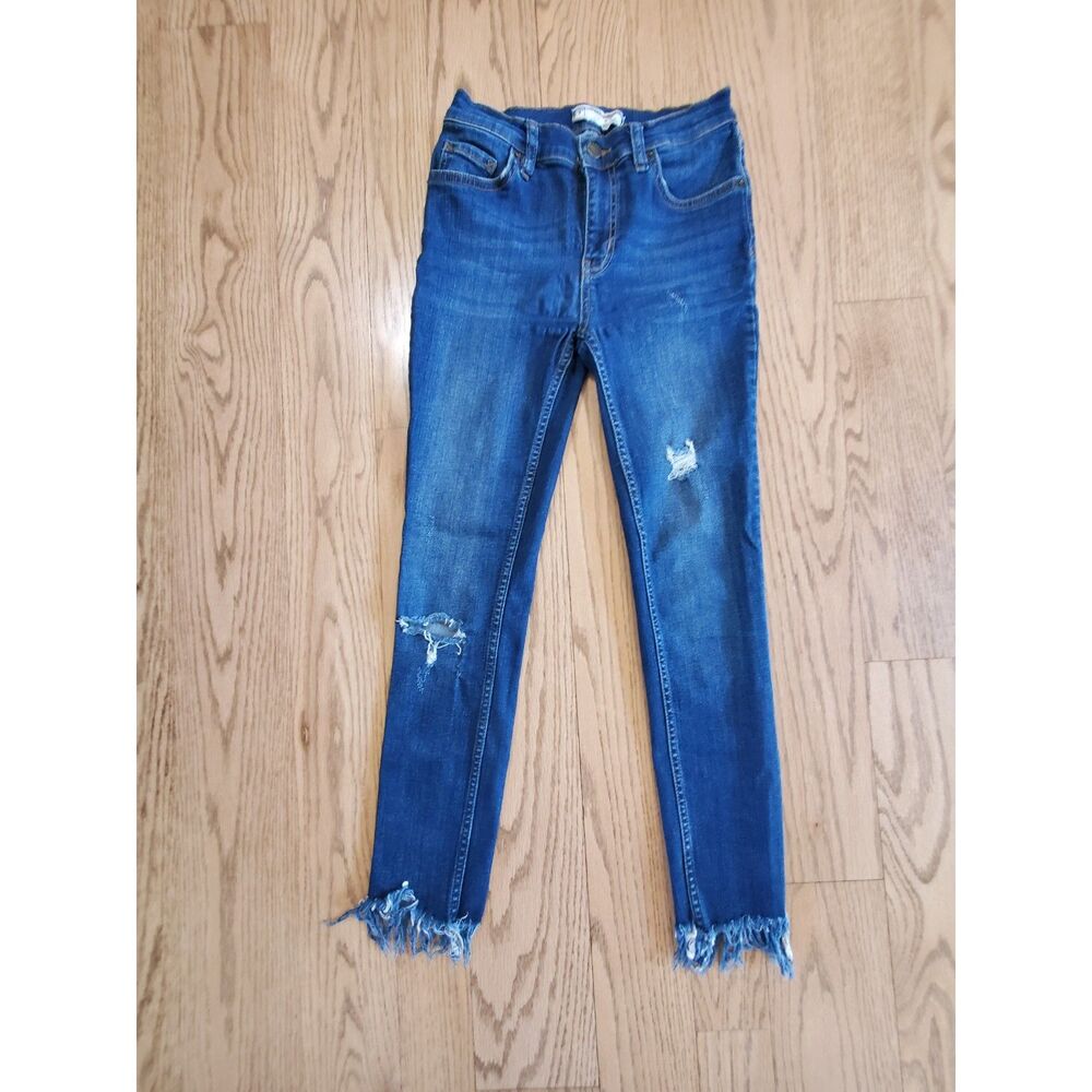 Free People Womens 25 Distressed Raw Hem Skinny Jeans EUC Boho, Western
